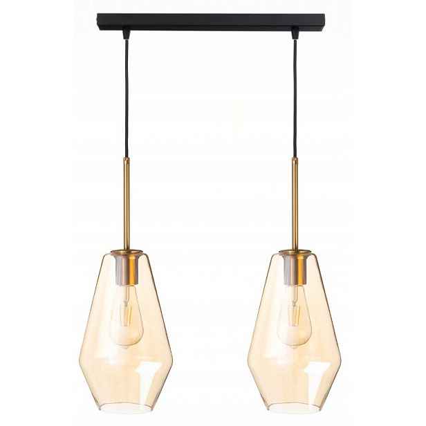 Závěsná lampa na liště dvojitá Paris dlouhá skleněná amber