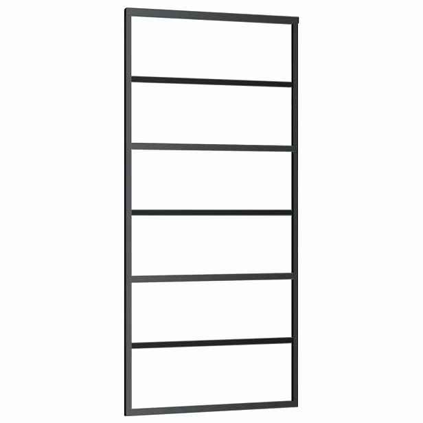 vidaXL Posuvné dveře ESG sklo a hliník 90 x 205 cm černé