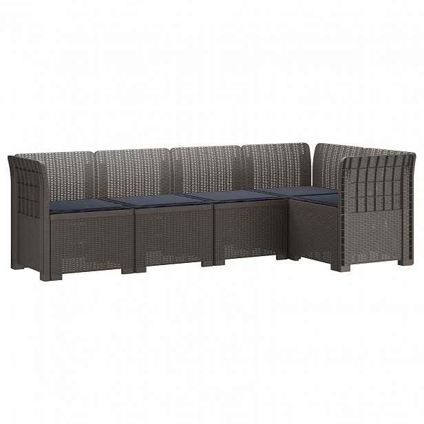 vidaXL 5-místné Zahradní Sofa s Polštáři ve Vzhledu Ratan PP