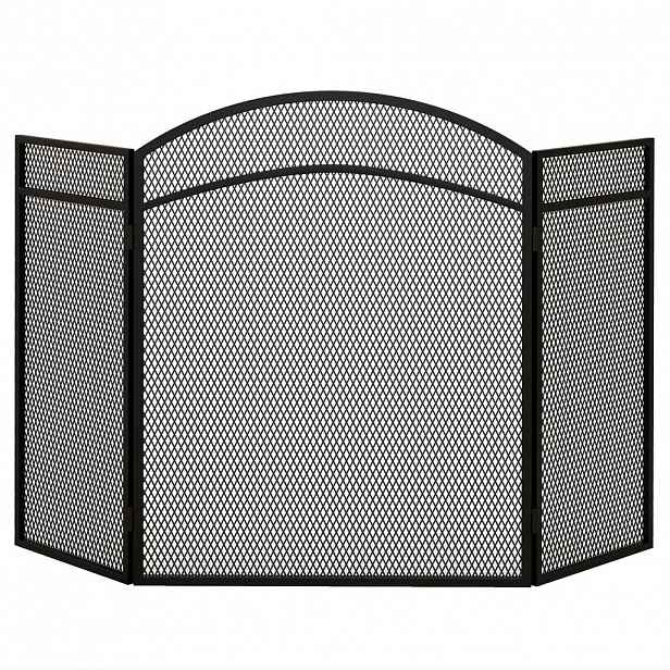 HOMCOM KRBOVÁ MŘÍŽKA, skládací krbová mřížka se 3 panely, 96 x 60 cm, černá