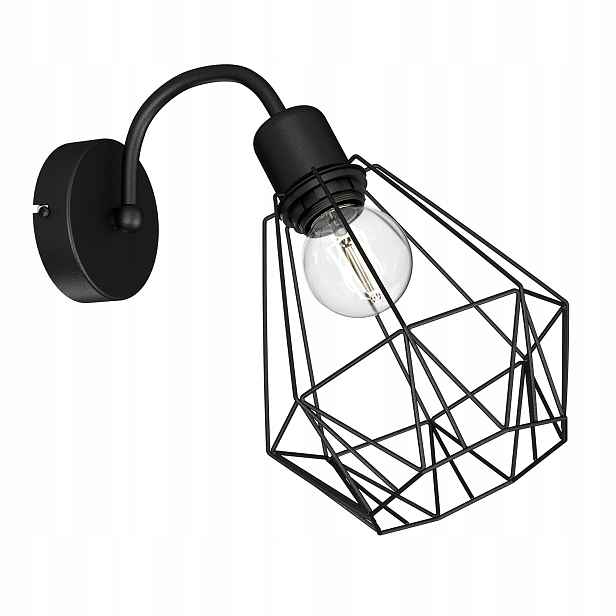 Nástěnná loftová nástěnná lampa s drátěným stínidlem, diamantem, černá, do ložnice Luminex