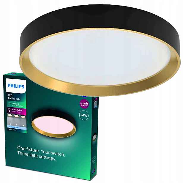 Stropní Svítidlo Stropní Svítidlo 24W 2800lm 4000K SceneSwitch Černá|zlatá Philips