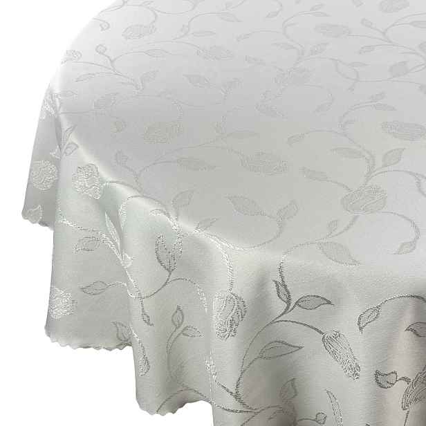 Ubrus odolný proti skvrnám, bílé květy, průměr 130 cm