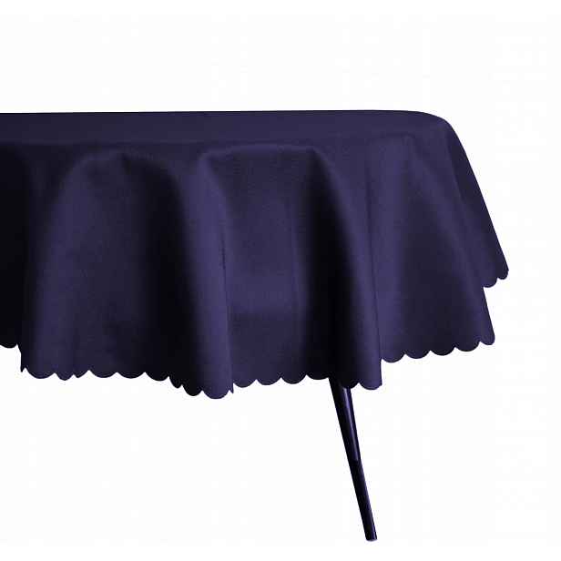 Ubrus Odporný Na Skvrny Ovál 160X260 CM Tmavě Modrý Vzhled Lnu Na Oválný Stůl Svátky