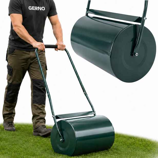 Zahradní válec na trávy trávníku 45L kovový 60 cm na šlehání zelený