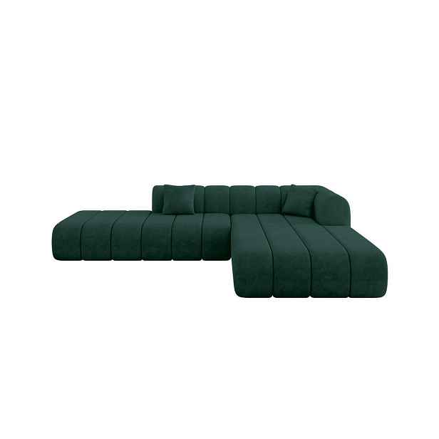ALTDECOR ROHOVÁ SEDAČKA s otomanem, pravá BILA-L 289x176x71 Zelená Velur