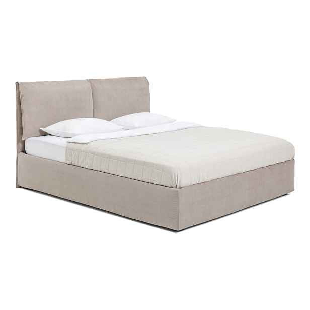Čalouněná dvoulůžková postel taupe s úložným prostorem s roštem 180x200 cm Thessa Pillow – Bonami Selection