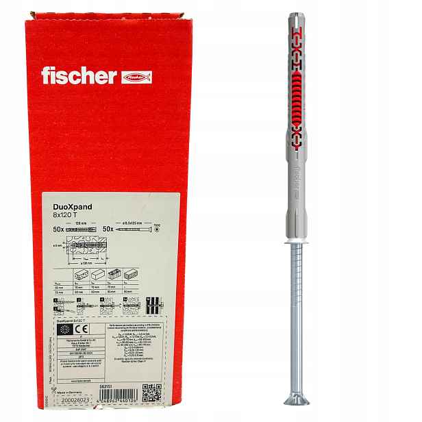 Fischer DuoXpand 8x120 T na torx Rámový kolík rozpěrná hmoždinka 50 Ks.