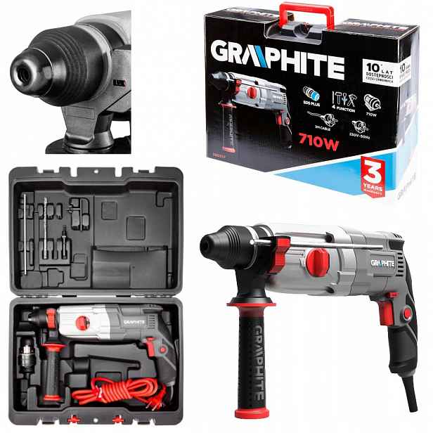 Graphite Vrtačka Sds+ 710W, kufr 58G537 2.6 J
