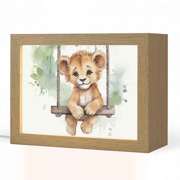 OnlyWow NOČNÍ LAMPIČKA Lev - Zvíře - Děti - Džungle 20x15 cm