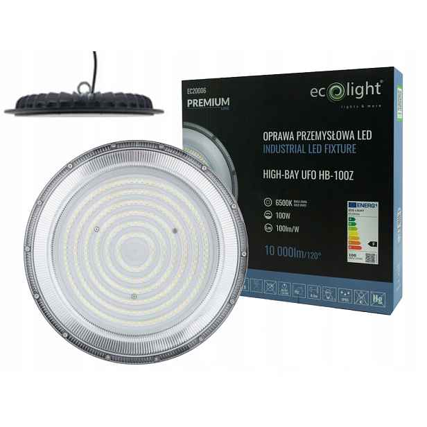 Průmyslová lampa High Bay Ufo Led 100W IP65 barva bílá Studená