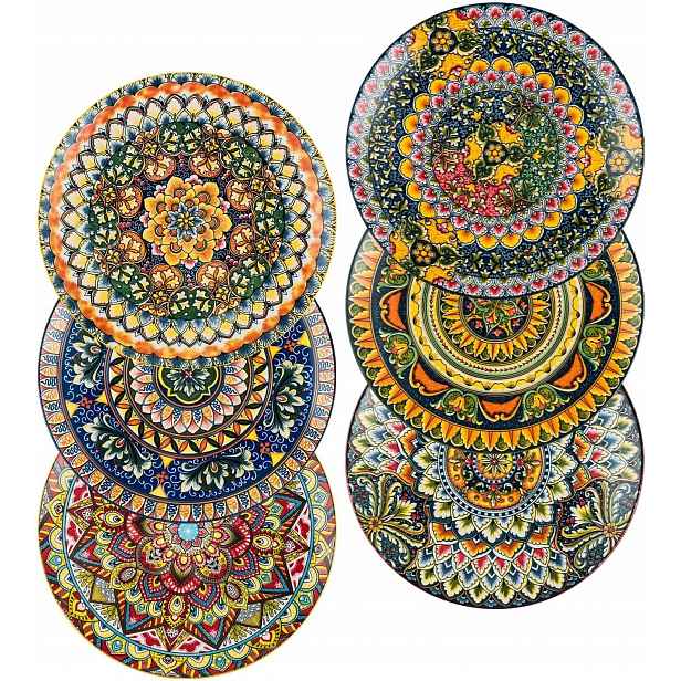 Sada 6 Jídelních Talířů Kamenina, Nádobí Ve Stylu Boho