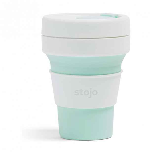 Bílo-zelený skládací hrnek Stojo Pocket Cup Mint, 355 ml