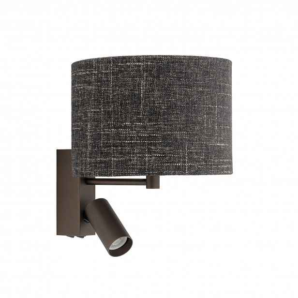 Černá nástěnná lampa Amarela s reflektorem nad postelí v ložnici Nowodvorski