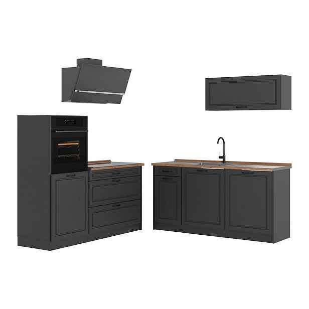 Vicco KUCHYŇSKÝ KOUT R-Line, Antracitový venkovský dům/Antracit, 160 cm pracovná doska Dub Goldkraft