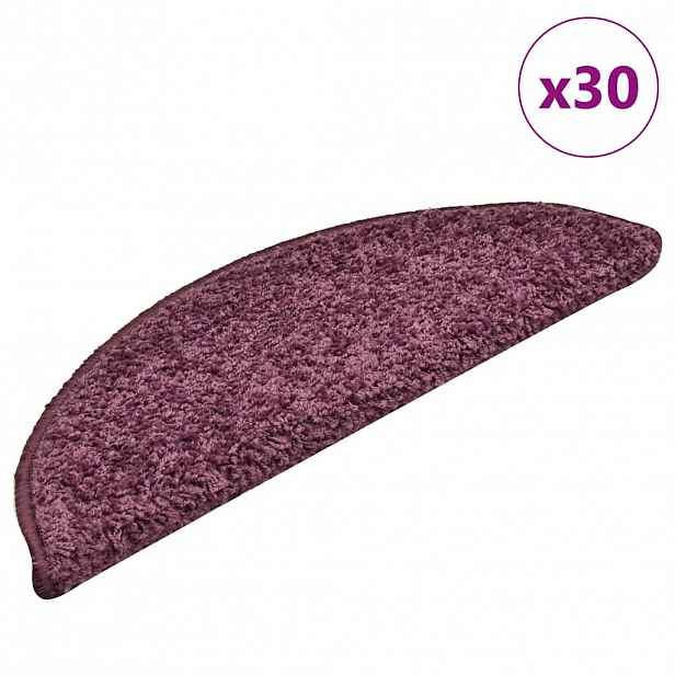 vidaXL Schodové rohože 30 ks 56 x 17 x 3 cm tmavě fialové půlkulaté