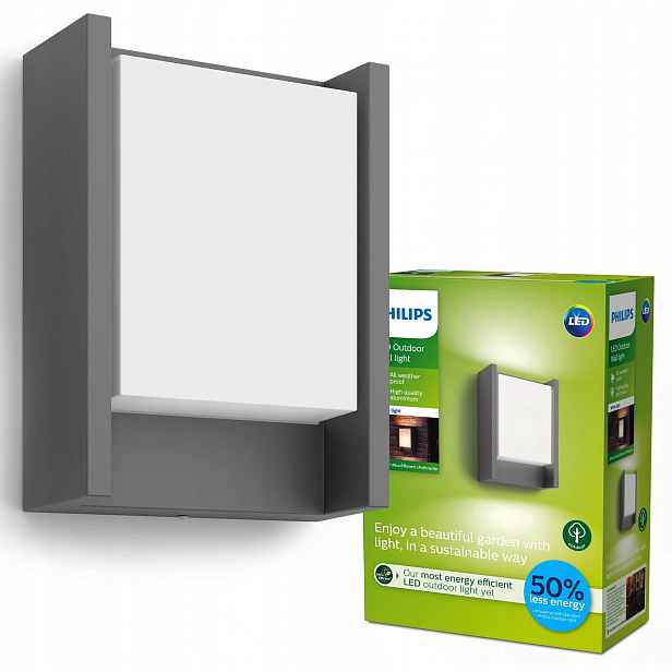 Zahradní nástěnné svítidlo Fasádní venkovní Led lampa 4W 3000K IP44 Philips