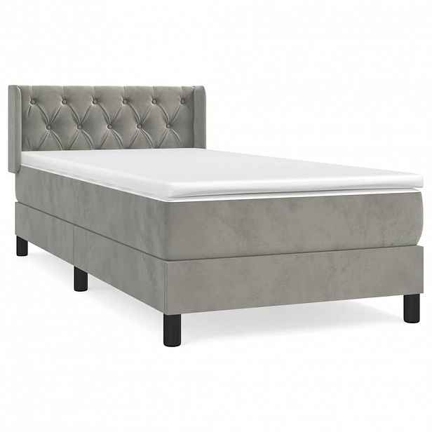 vidaXL Box spring postel s matrací světle šedá 80 x 200 cm samet