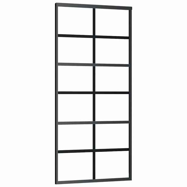 vidaXL Posuvné dveře ESG sklo a hliník 90 x 205 cm černé