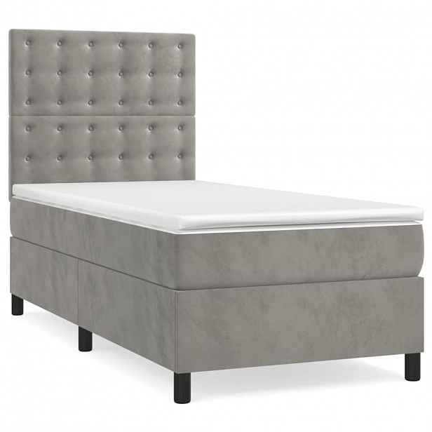 vidaXL Box spring postel s matrací světle šedá 90x190 cm samet