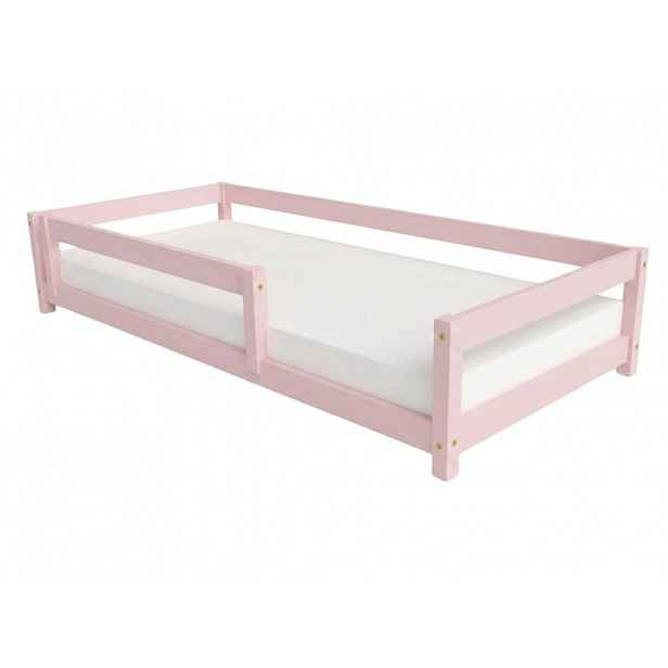 Benlemi Dětská postel LUCKY se zábranou Zvolte barvu: Pastelově růžová, Zvolte rozměr: 120x180 cm, Zvolte zábranu: S přední zábranou