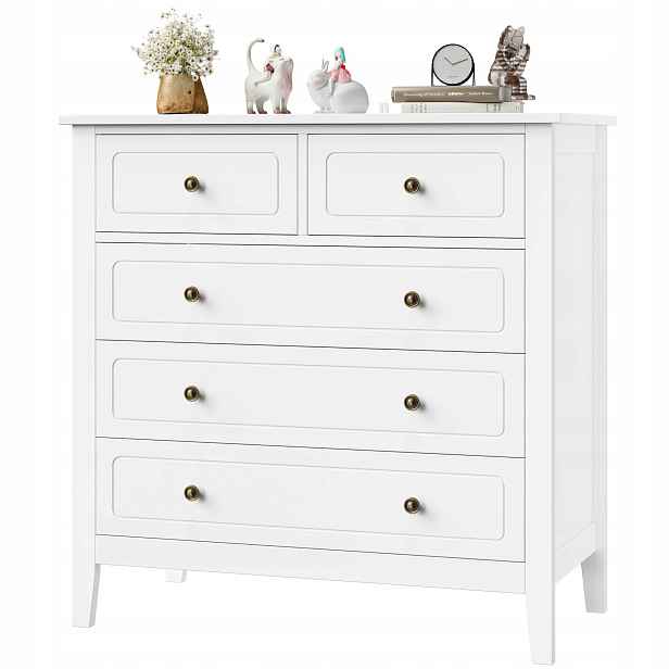 Komoda s 5 zásuvek bílá moderní Forehill na Mdf 80x40x80 cm do ložnice