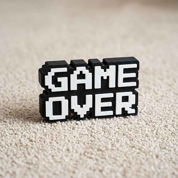 TEMU [2D Plochý] GAME OVER Pixel Herní Dekorace na Stůl, 8bitová Videoherní Pokojová Ozdoba pro Herní Postavení, Retro Herní Pokojová Dekorace, 4.7 X