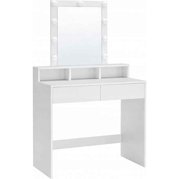Toaletní Stolek Bílý S Osvětlením Zrcadlo 80 CM