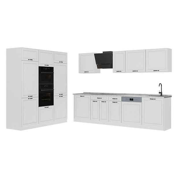 Vicco KUCHYŇSKÝ KOUT R-Line, Bílý venkovský dům/Bílá, 180 cm pracovná doska Mramor