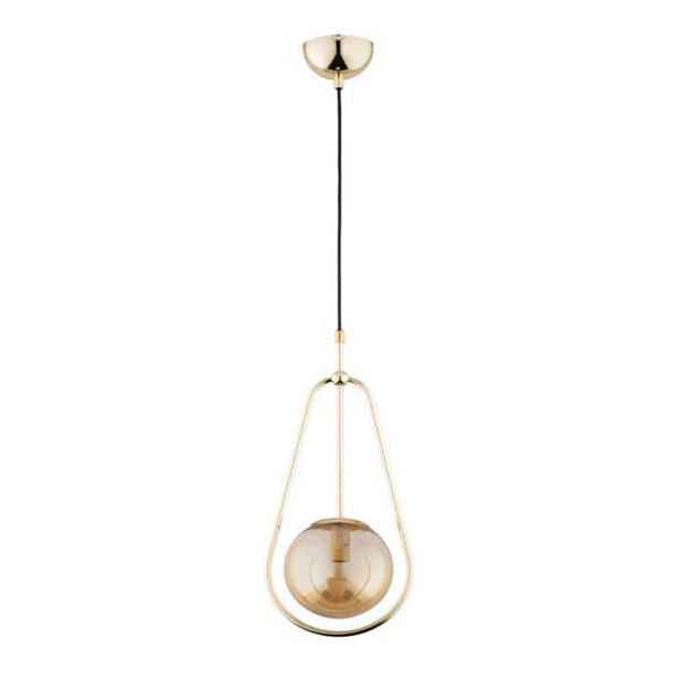 Závěsná lampa zlatá skleněná jantarová koule do ložnice obývacího pokoje Alfa
