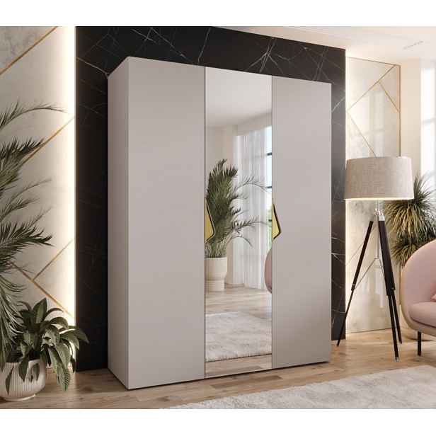 Třídveřová šatní skříň 150 cm AMARIS 2 - kašmír / zlaté úchyty