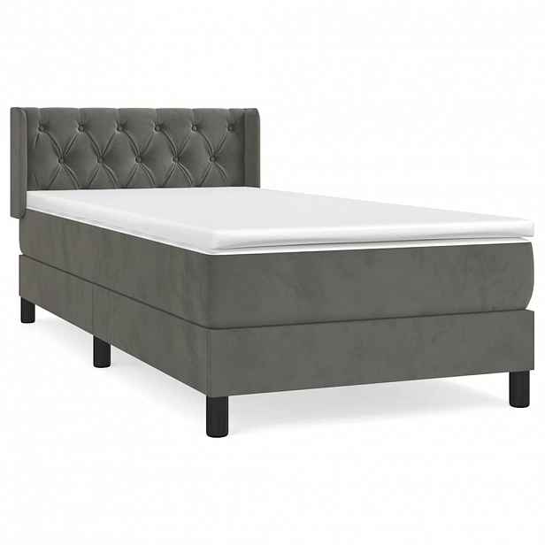 vidaXL Box spring postel s matrací tmavě šedá 80 x 200 cm samet