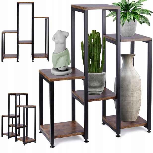 Držák Na Květináč Stojan na květiny 6-úrovňová Kaskáda Kovový Loft Vilde 80 cm