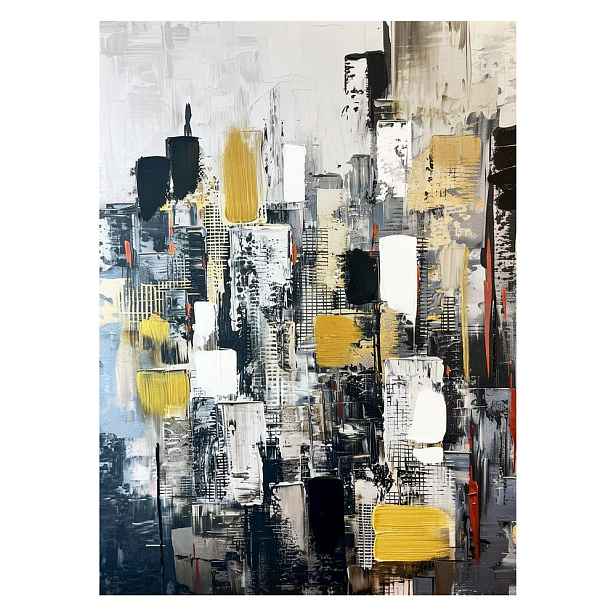 Obraz s ručně malovanými prvky na plátně 70x100 cm Cityscape – Styler