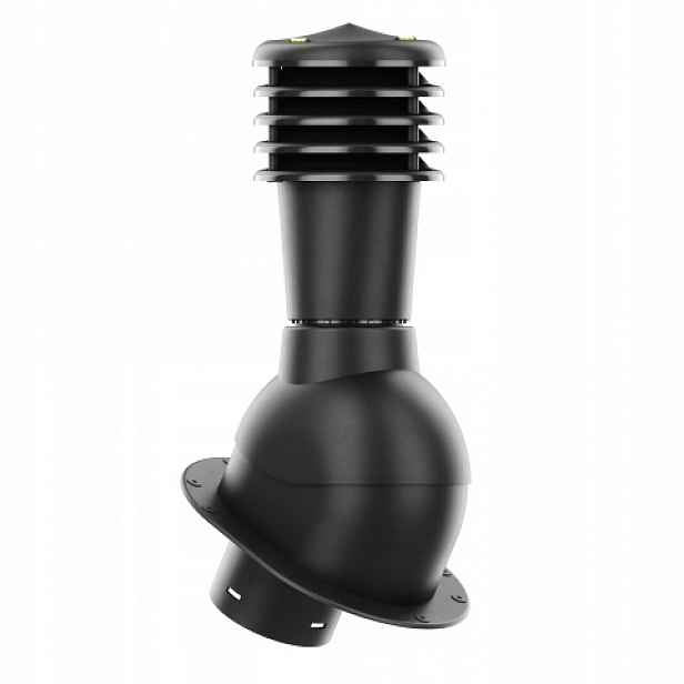 Větrací komín s podstavcem a těsněním Pi, průměr 125 mm, nezateplený, černý