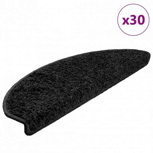 vidaXL Schodové rohože 30 ks 65 x 21 x 4 cm černé, půlkulaté, velké