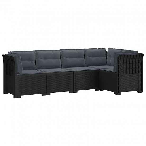 vidaXL 5-místné Zahradní Sofa s Polštáři ve Vzhledu Ratan PP