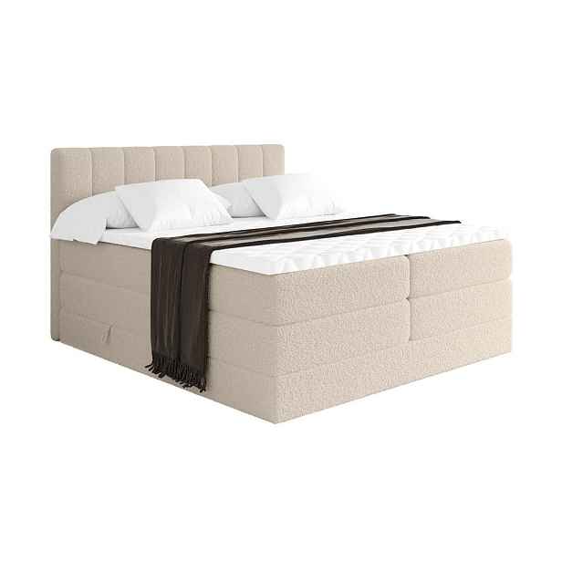 ALTDECOR BOXSPRINGOVÁ POSTEL s matrací H3/H4 - OTTA KING - 200x200 cm Tmavě béžová
