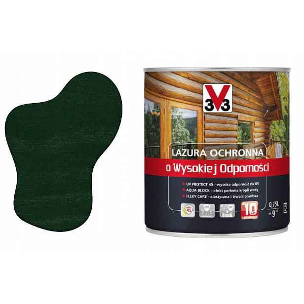 Ochranná lazura s vysokou odolností V33 Zelená 0,75 l