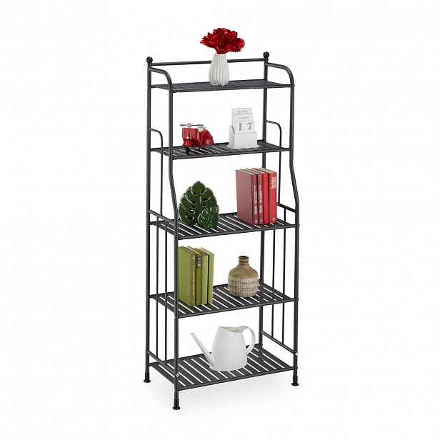 Relaxdays REGÁL Černý kov 5 polic 133 cm
