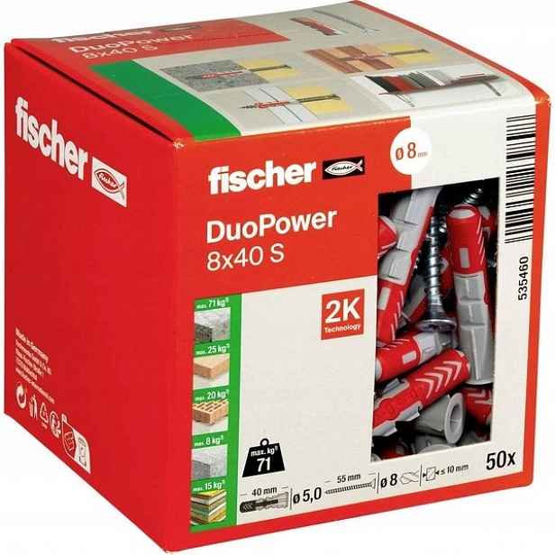 Univerzální kolík Duopower 8 x 40 mm s vrutem, 50 kusů Fischer