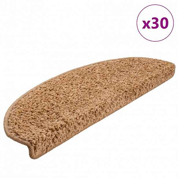 vidaXL Schodové rohože 30 ks 65 x 21 x 4 cm béžové, půlkulaté, velké