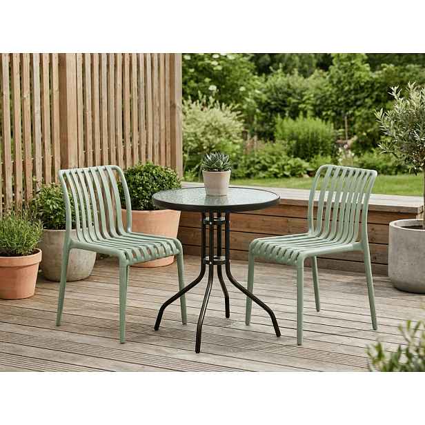 Zahradní set TREGO ISLAND - 2 židle a kulatý stůl ø 60 cm, zelená