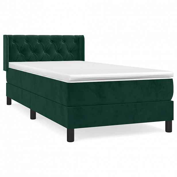 vidaXL Box spring postel s matrací tmavě zelená 80 x 200 cm samet