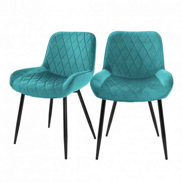 ML-DESIGN JÍDELNÍ ŽIDLE, sada 2 ks, petrolový samet