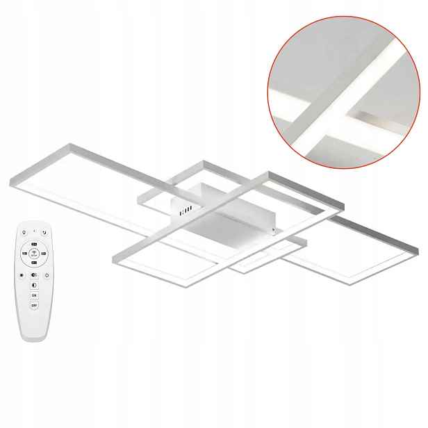 Moderní bílá stropní svítidlo Led Geometrická 90 cm Dálkový Ovladač