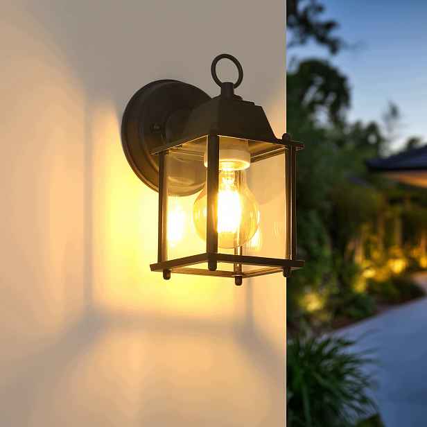 Venkovní nástěnné svítidlo E27 černá retro loft zahradní lampa IP44