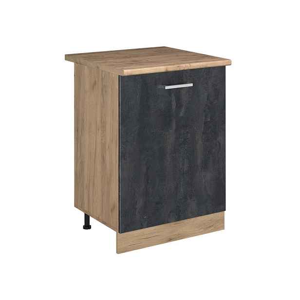 Vicco SPODNÍ SKŘÍŇKA KUCHYŇSKÉ LINKY R-Line, Černý beton/Zlatý mocný dub, 60 cm s 1 dveřmi pracovná doska Dub Goldkraft