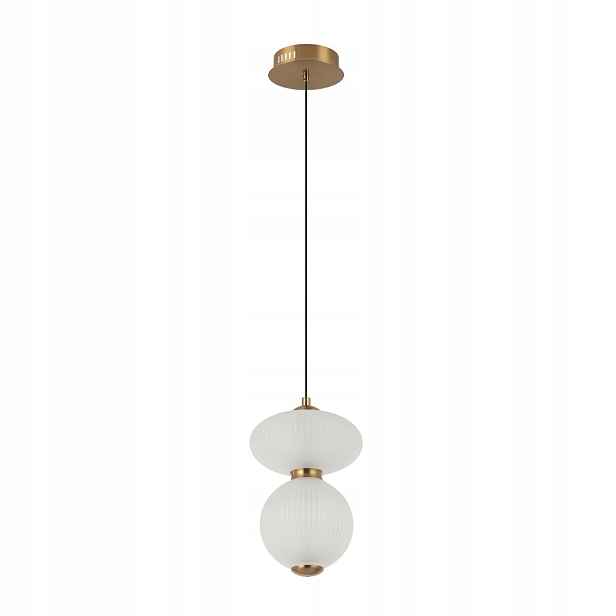 Závěsná lampa zlatá s rýhovanými skleněnými Led stínítky 8W Nico Italux