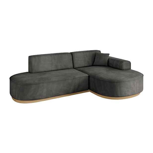 ALTDECOR ROHOVÁ SEDAČKA s otomanem, pravá MARI-L1-v2 243x171x83 Tmavě šedá Velur